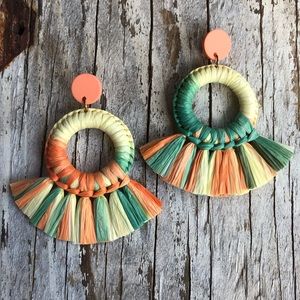 FREE when bundled🌿Handmade Raffia Statement Hoops!